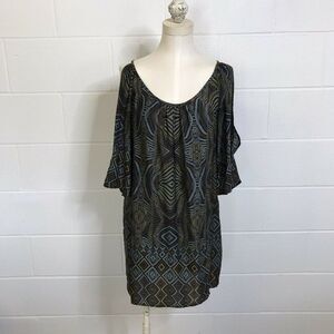 The Impeccable Pig Women Cold Shoulder Casual Tunic Dress Medium